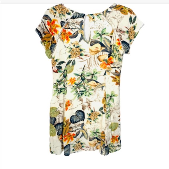Fab’Rik Tropical Floral Cream Mini Dress Medium - Picture 4 of 10